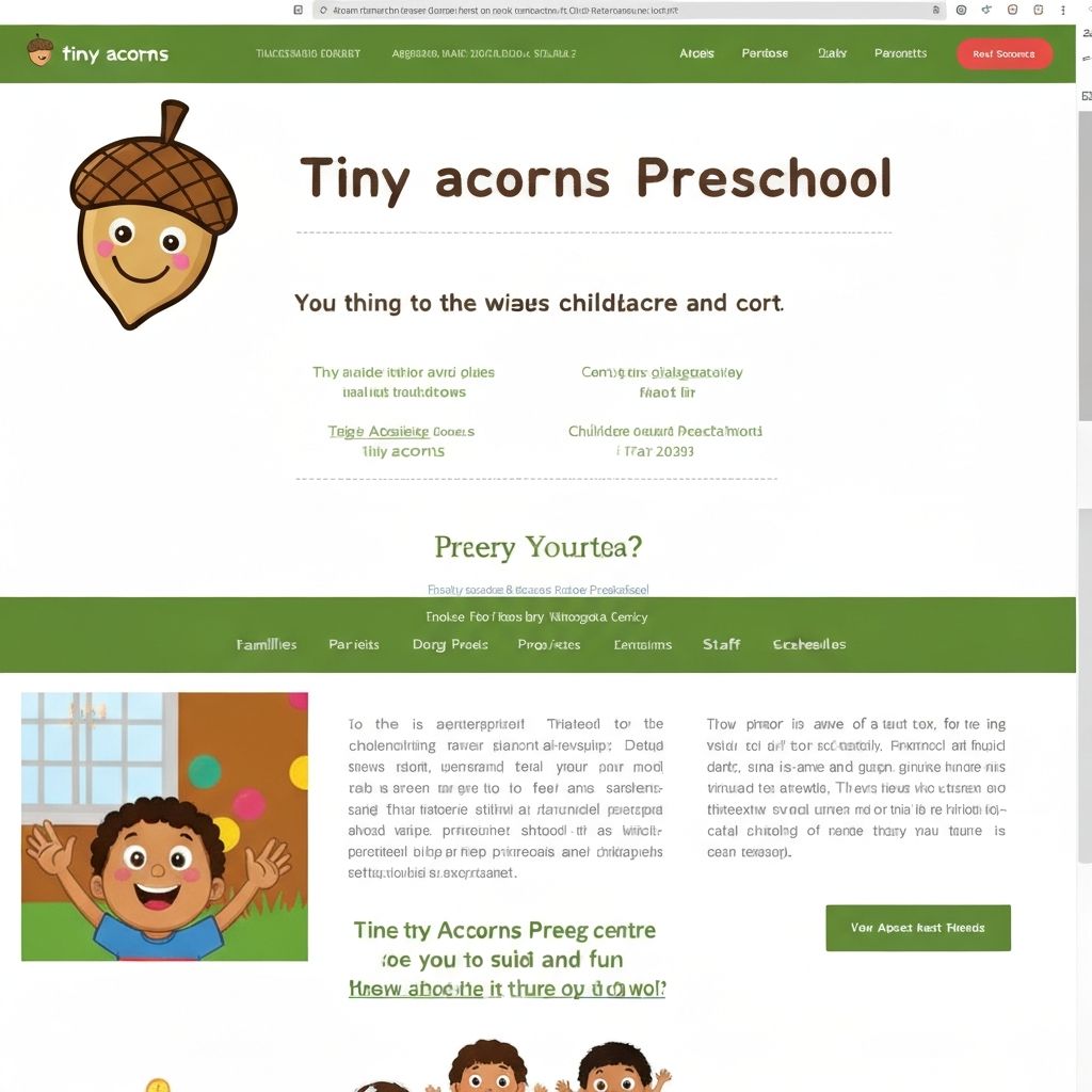 Tiny Acorns Childcare website